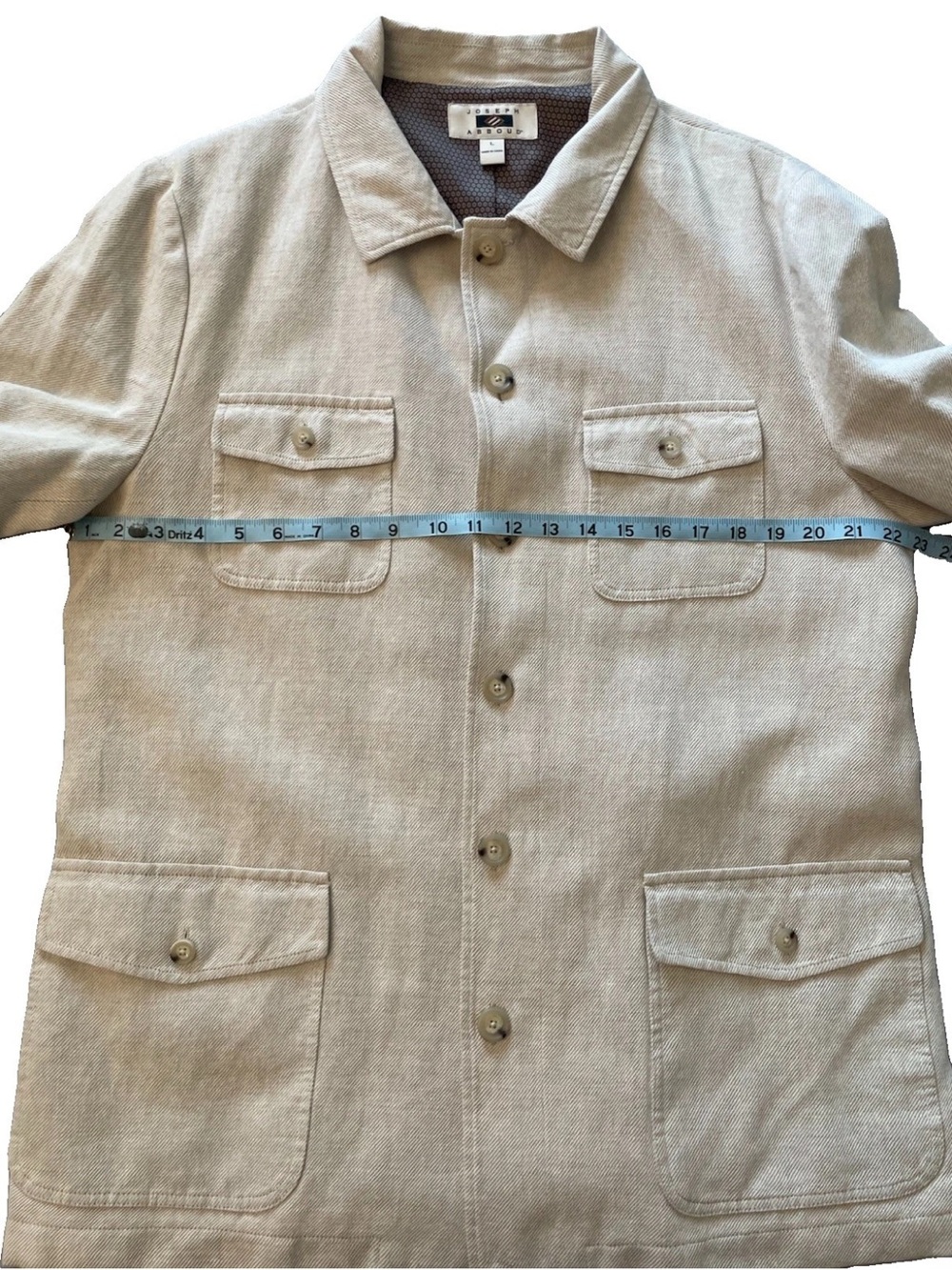 Joseph Abboud Men's Cream Lightweight Linen/Cotton Jacket - Size L - Picture 7 of 13